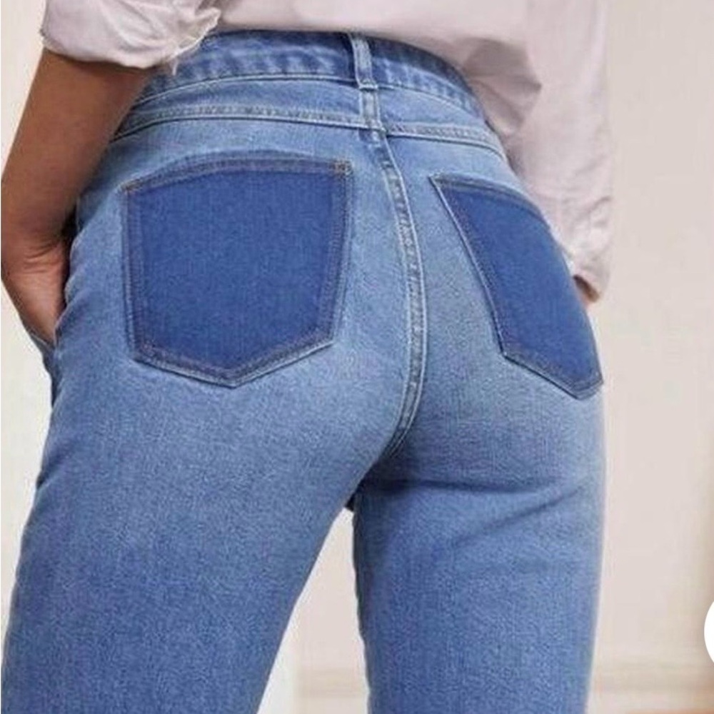 Boden Relaxed Straight Blue Jeans vintage contrast wash